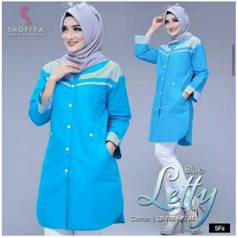 [Bisa COD] Baju Atasan Muslim Wanita Tunik Letty Terbaru Baju Atasan Muslim Wanita Kekinian Untuk Hari Lebaran