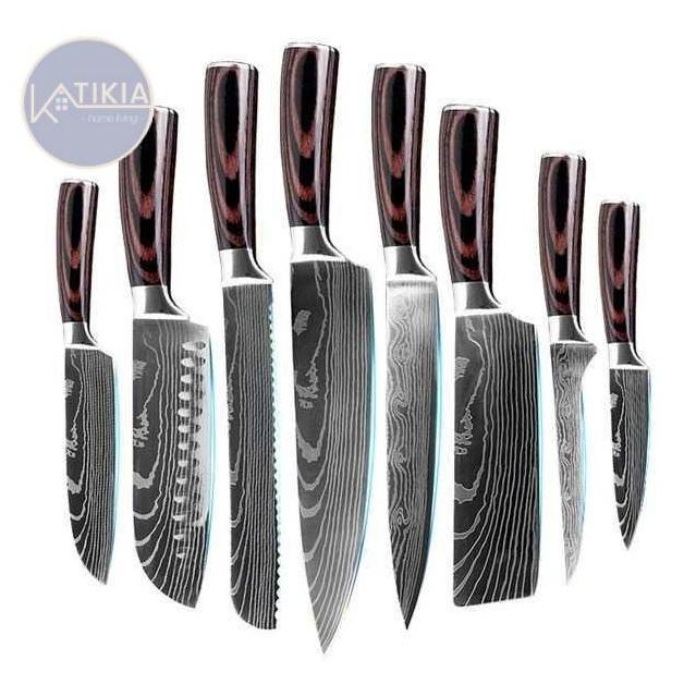 

PISAU DAPUR SET DAMASCUS PATTERN STAINLESS STEEL 8 PCS - SILVER BVN65496G