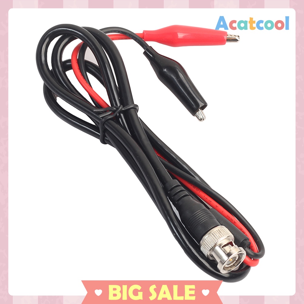 BNC Male Plug to Dual Alligator Clip Oscilloscope Test Probe Lead Cable 1m