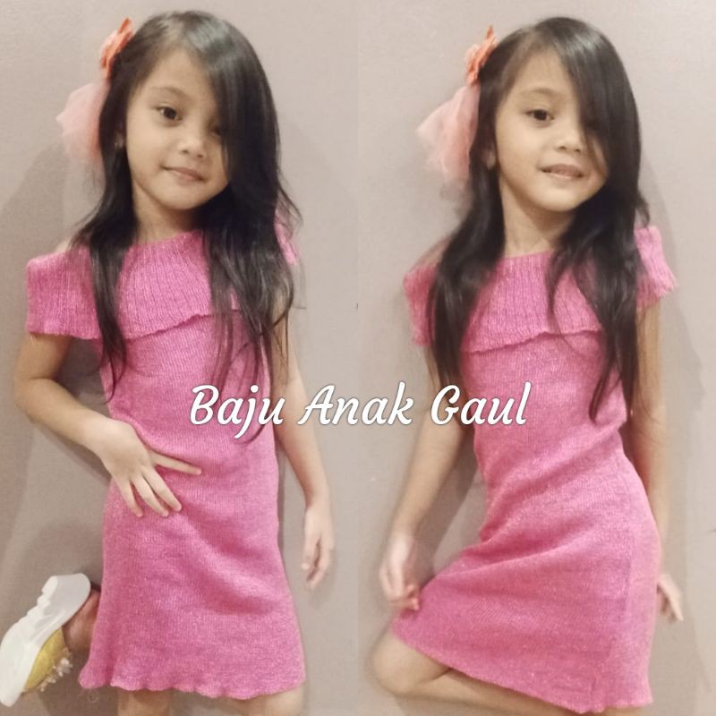 Dress TipTop Blouse Gliter Bahu Dres Baju Anak Perempuan