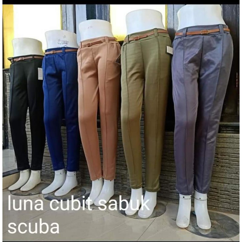 CELANA PANJANG SCUBA SABUK / CELANA PANJANG PEREMPUAN / BEGY PANTS SCUBA / CELANA PANJANG