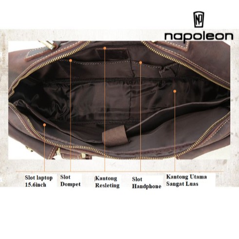 Tas Selempang Kulit Asli Crazy Horse Leather- ALPEN COFFEE By Napoleon