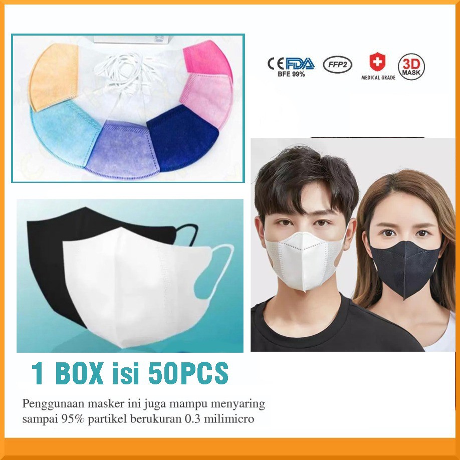 Masker Duckbill 3ply isi 50pcs Masker Dewasa Disposable Face Mask Anti Virus