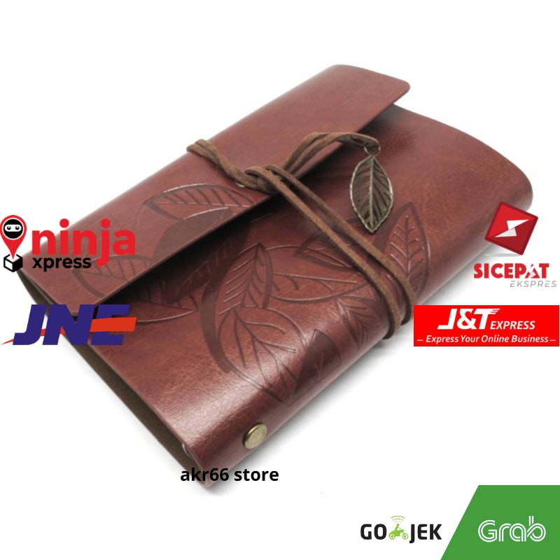 

BUKU CATATAN BINDER KULIT RETRO LEAF KERTAS A5 - BROWN GROSIR