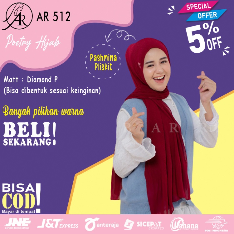 PASHMINA PLISKIT ARRAFI AR 512 PASMINA PLISKET DIAMOND P HIJAB JILBAB KERUDUNG KRUDUNG AR RAFI