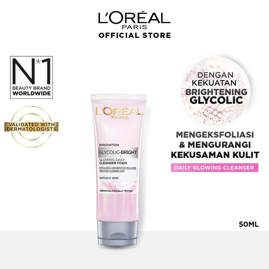 LOREAL CLEANSER FACIAL FOAM FACE SABUN CUCI WAJAH GLYCO GLOW BRIGHT