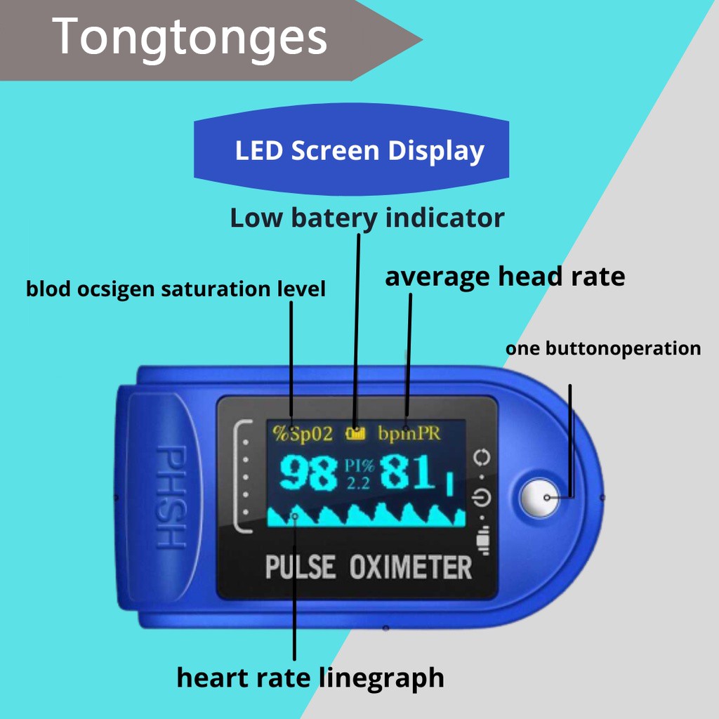 BISA COD Alat Pengukur Detak Jantung Kadar Oksigen Oximeter LK88-blue LK87-blue