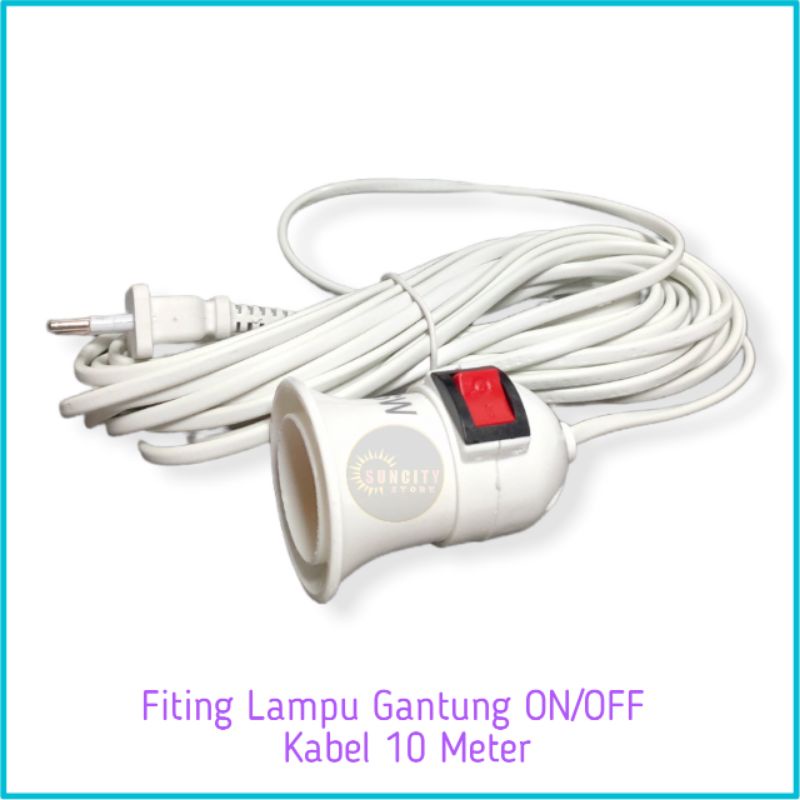 ATN Fiting Lampu Gantung Saklar ON/OFF + Kabel 3 Meter , 5 Meter &amp; 10 Meter