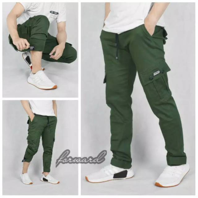 Celana jogger cargo zipper