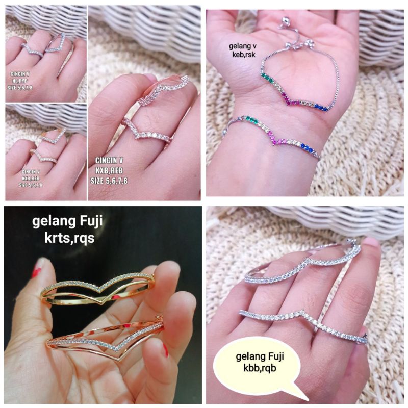 Kalung Fuji , gelang fuji NBC.MEDAN , cincin V, gelang V serut dan V bangle vier asli