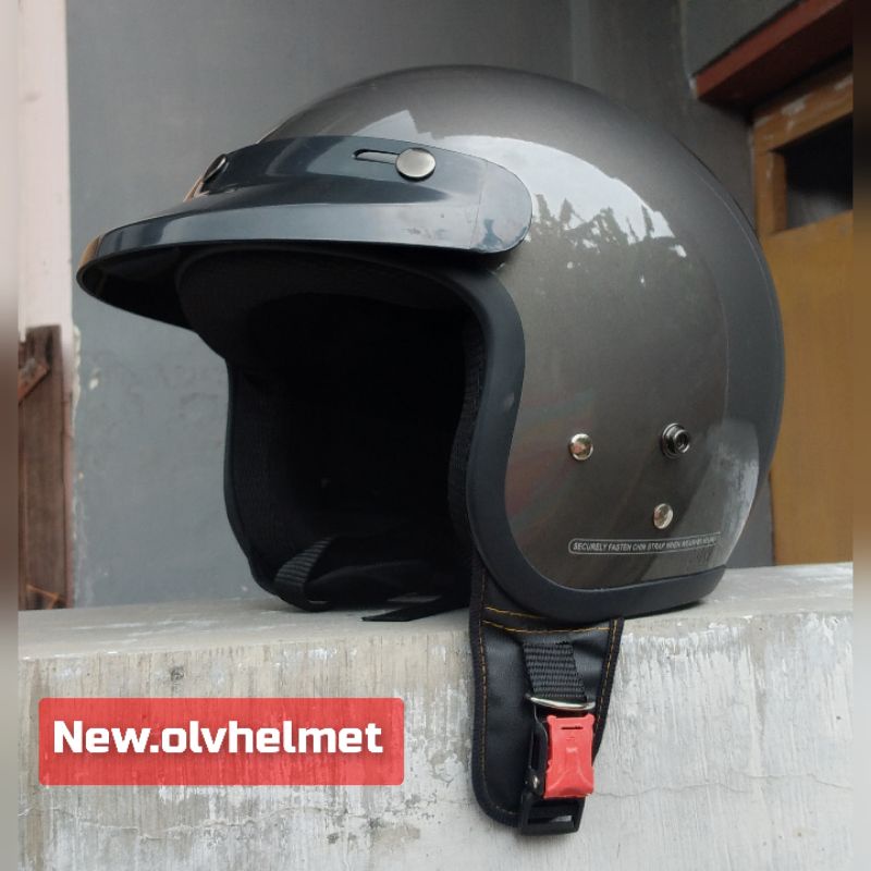 HELM BOGO RETRO DEWASA FULL LEHER PET PENDEK SNI FREE PACKING