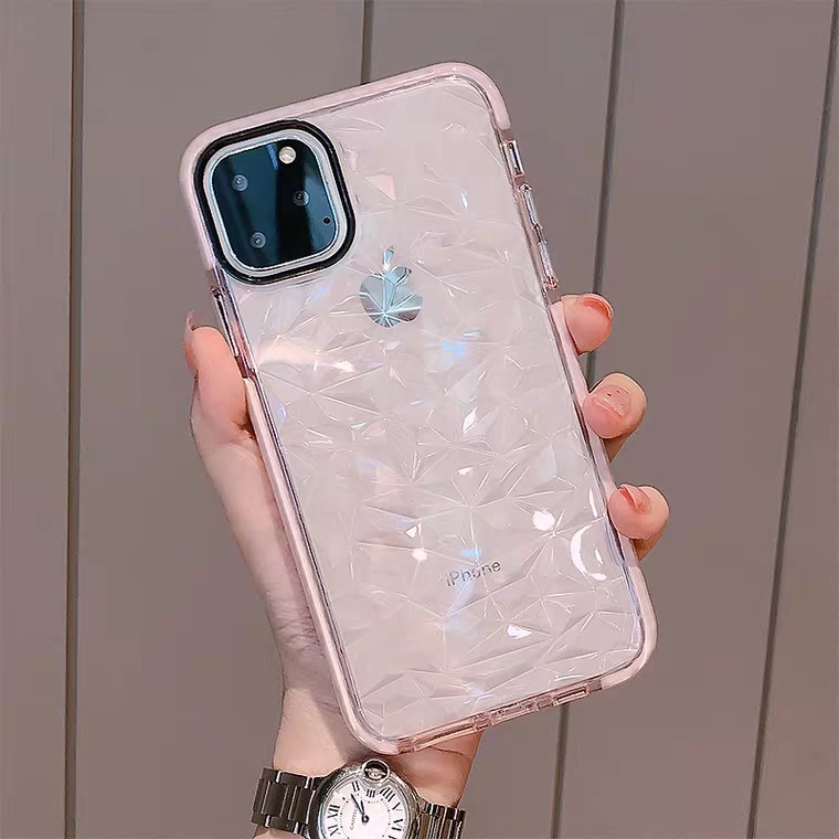 case iPhone transparan berlian pola shell iPhone 11 Pro Max shell penuh anti-jatuh