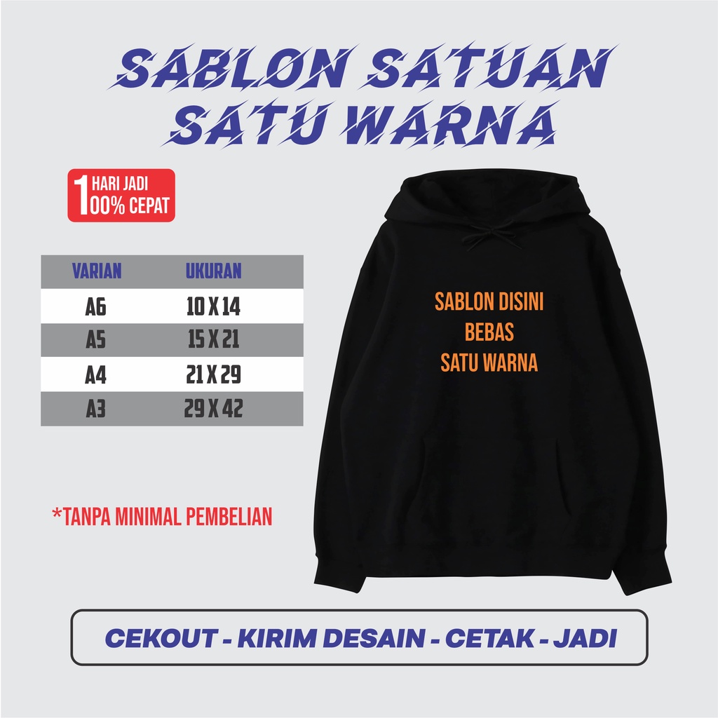 SABLON HODIE CUSTOM SATUAN | SABLON POLYFLEX HARGA TERMURAH | HODIE SIZE M-XX