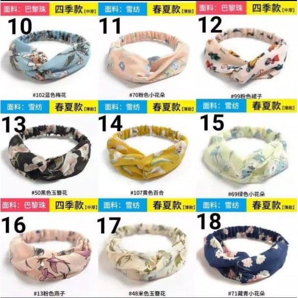 Bando Bandana Kain Motif Ala Korea Hairband Wanita Import Murah