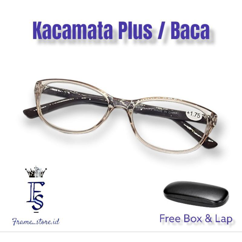 KACAMATA PLUS / KACA MATA BACA FRAME CATEYE LENSA SUPER FOKUS UNTUK WANITA