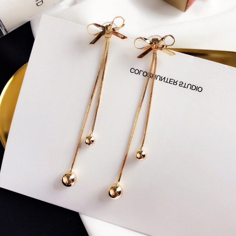 Korea fashion style elegan anting-anting liontin panjang kepribadian fashion rumbai logam anting-ant