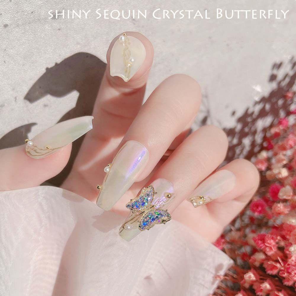 AUGUSTINA Agustina Nail Art Payet Kupu-Kupu Shiny Ice Transparan Symphony Gaya Jepang Manicure DIY Alat Nail Art