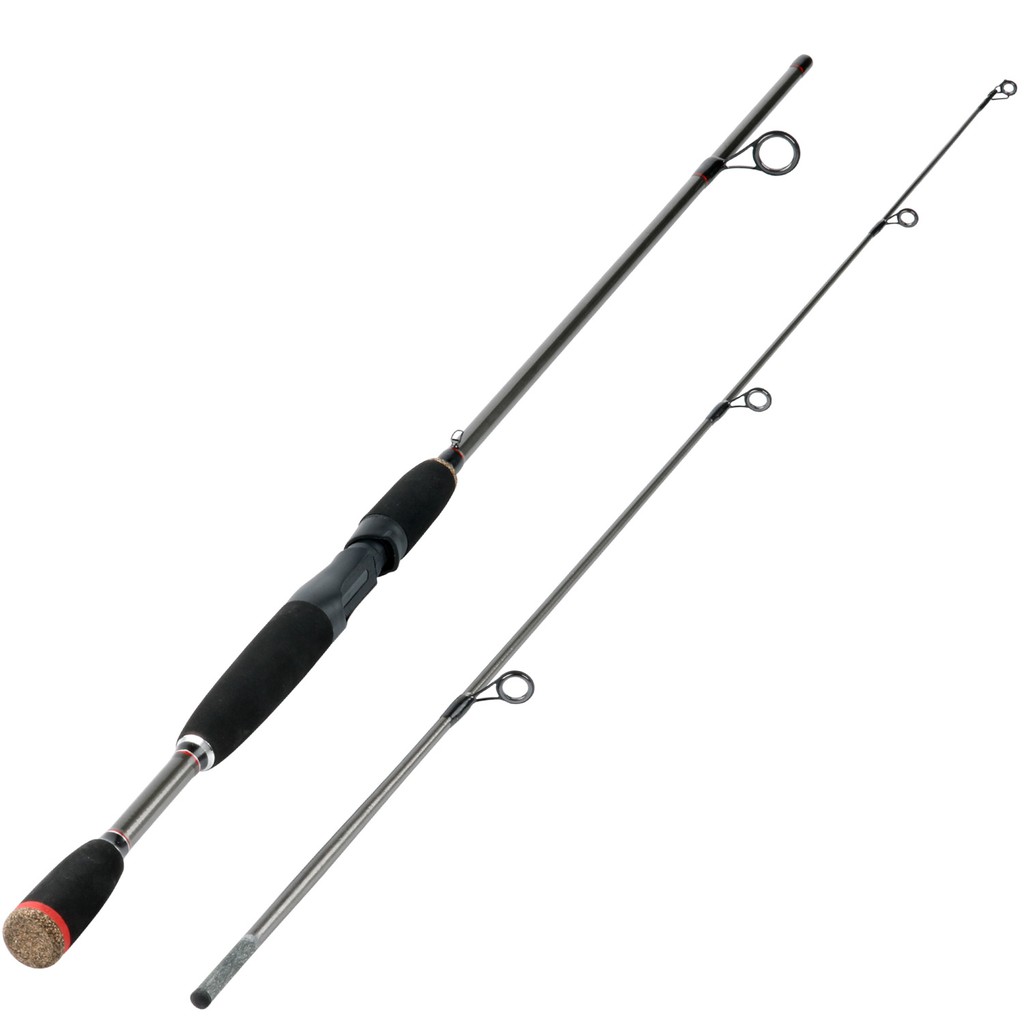 Sougayilang Pancing 1.65M 1.8 M Fishing Rod 2 Bagian Portable Berputar Umpan Casting Fishing Rod Umpan Pancing memancing untuk Air Asin Air Tawar-1.8m Black-Spinning