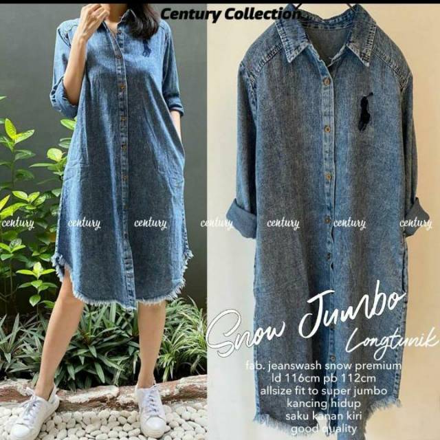 Snow Jumbo Long Tunik_Matt Jeans Wash Snow Premium