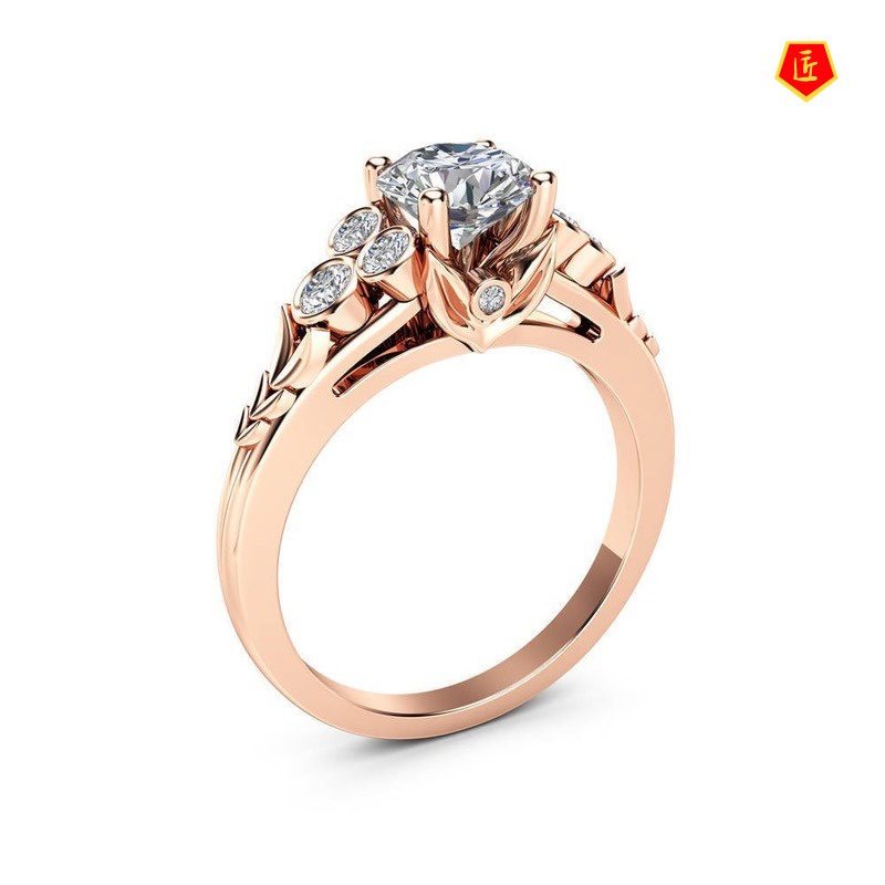 [Ready Stock]Fashion Elegant Diamond 14K Rose Gold Ring