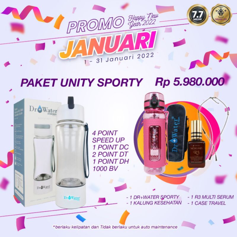 Dr+water unity mesin penghasil air hydrogen dan air alkali distributor resmi