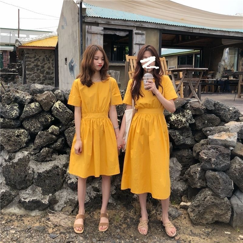 korean dress cute style casual long dress (Kf005)