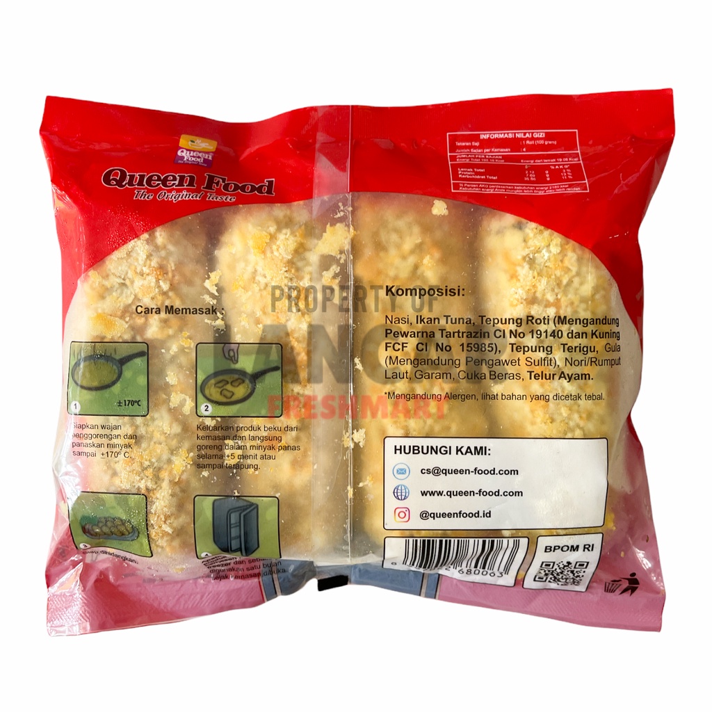 QUEEN FOOD SUSHI TUNA ROLL 400GR / QUEENFOOD SUSHI TUNA ROLL 400GR