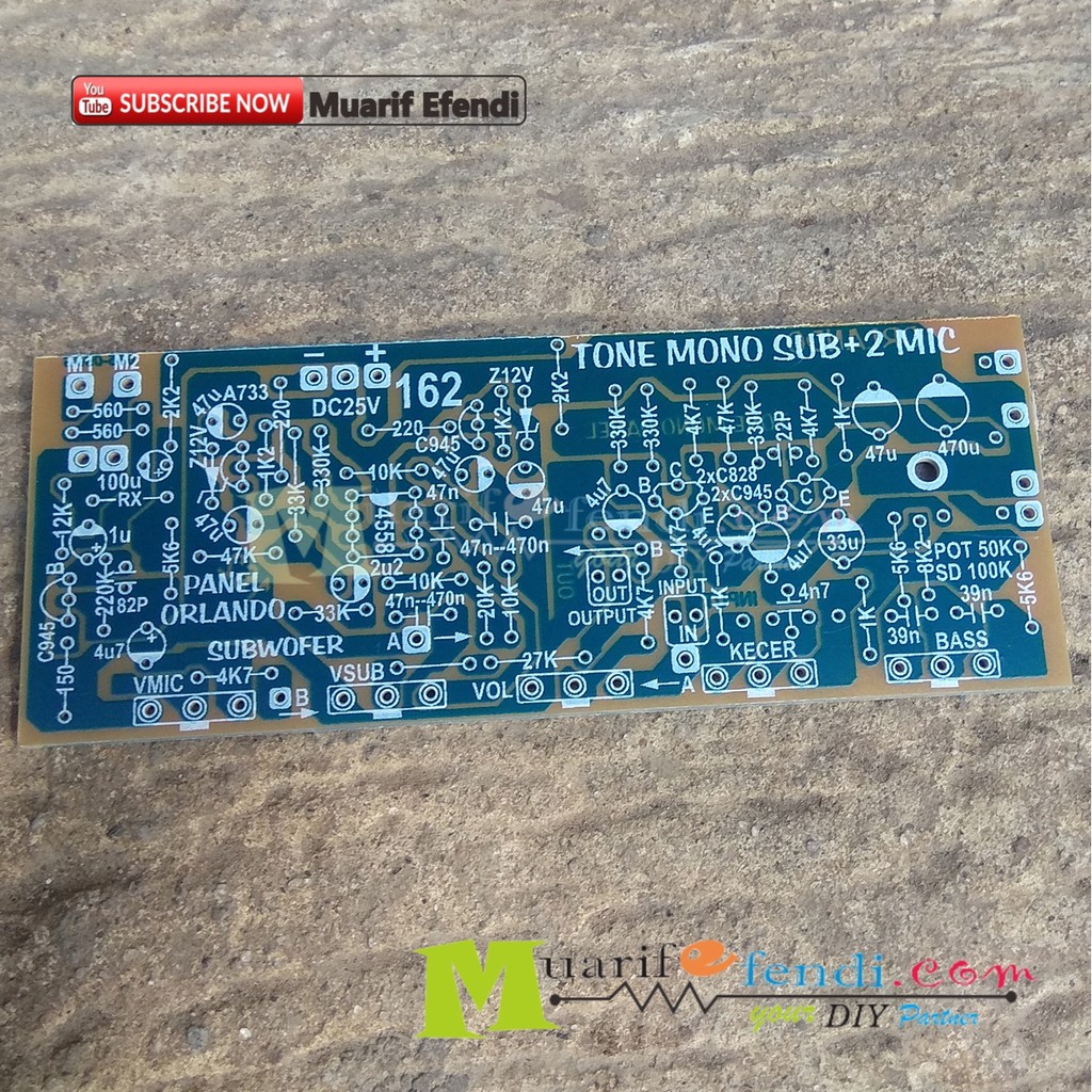 PCB TONE CONTROL MONO SUBWOOFER MIC PANEL MP3 SPEAKER AKTIF 162M ORLANDO 162