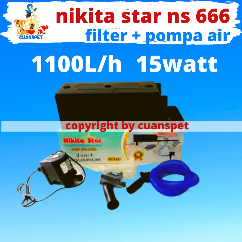 promo pompa air celup aquarium aquascape + box filter top filter  nikita star ns 666 pompa air TOP F