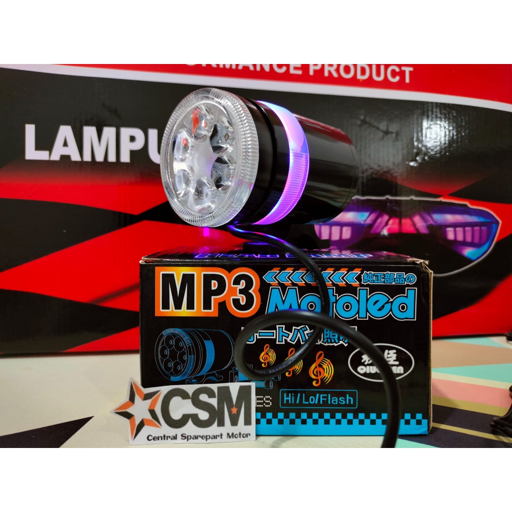 Foglamp LED MP3 Bluetooth 89mm / 3.5 Inci Inch Projector Angel Eyes Universal Motor Mobil 89 mm Lampu Kabut Foglight