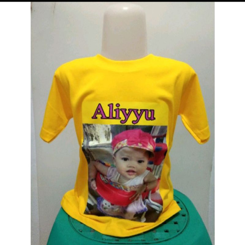 Cetak foto dan nama di kaos anak dan bayi