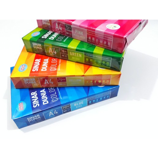 

ATK-Kertas fotocopy HVS A4 Warna 70 Gram Sinar dunia