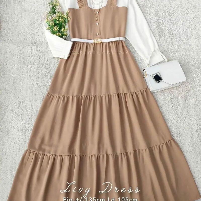 LIVI DRESS POLOS GAMIS AVELA MOTIF KORAN HOMEDRESS BUSUI ATASAN WANITA BEST