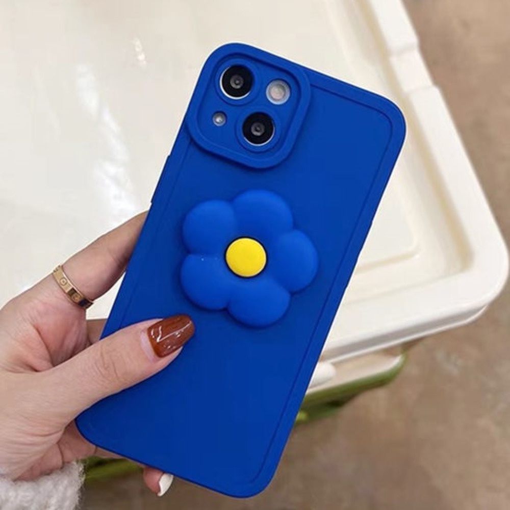 Case Motif Bunga Biru 3d Untuk IPhone