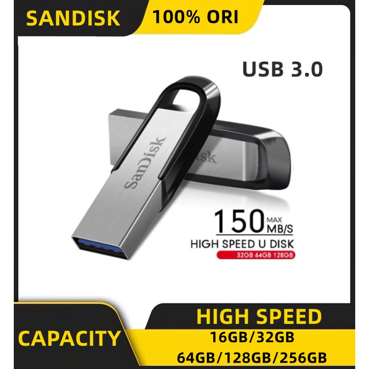 Flashdisk USB Sandisk 16GB/32GB/64GB/128GB/ 256GB USB 3.0 Hingga 130MB/s Flash disk Ultra Flair Pen Drive Memory Stick USB Flash