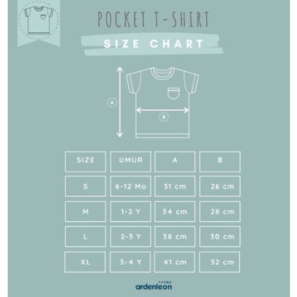 ARDENLEON Unisex POCKET T-SHIRT - Kaos Bayi Anak ada Kantong ( 6 Bulan -4 Tahun ) - SNI