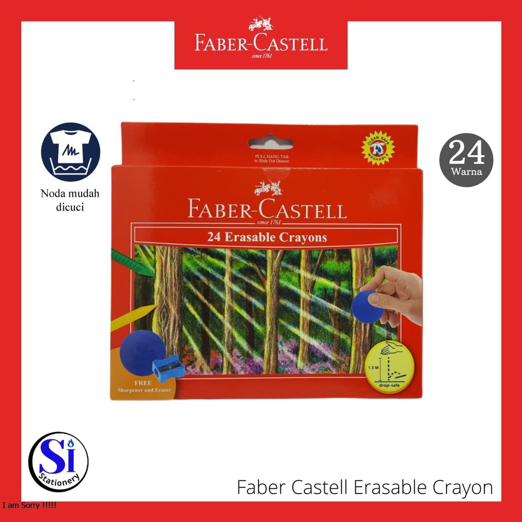 

Erasable Crayon Faber Castell 24 Warna ‘’Original”/Faber castell Erasable Crayon 24 Colour
