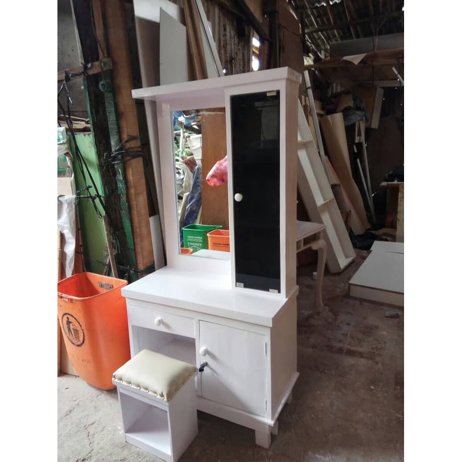jual meja rias minimalist putih kayu jati asli | shopee indonesia