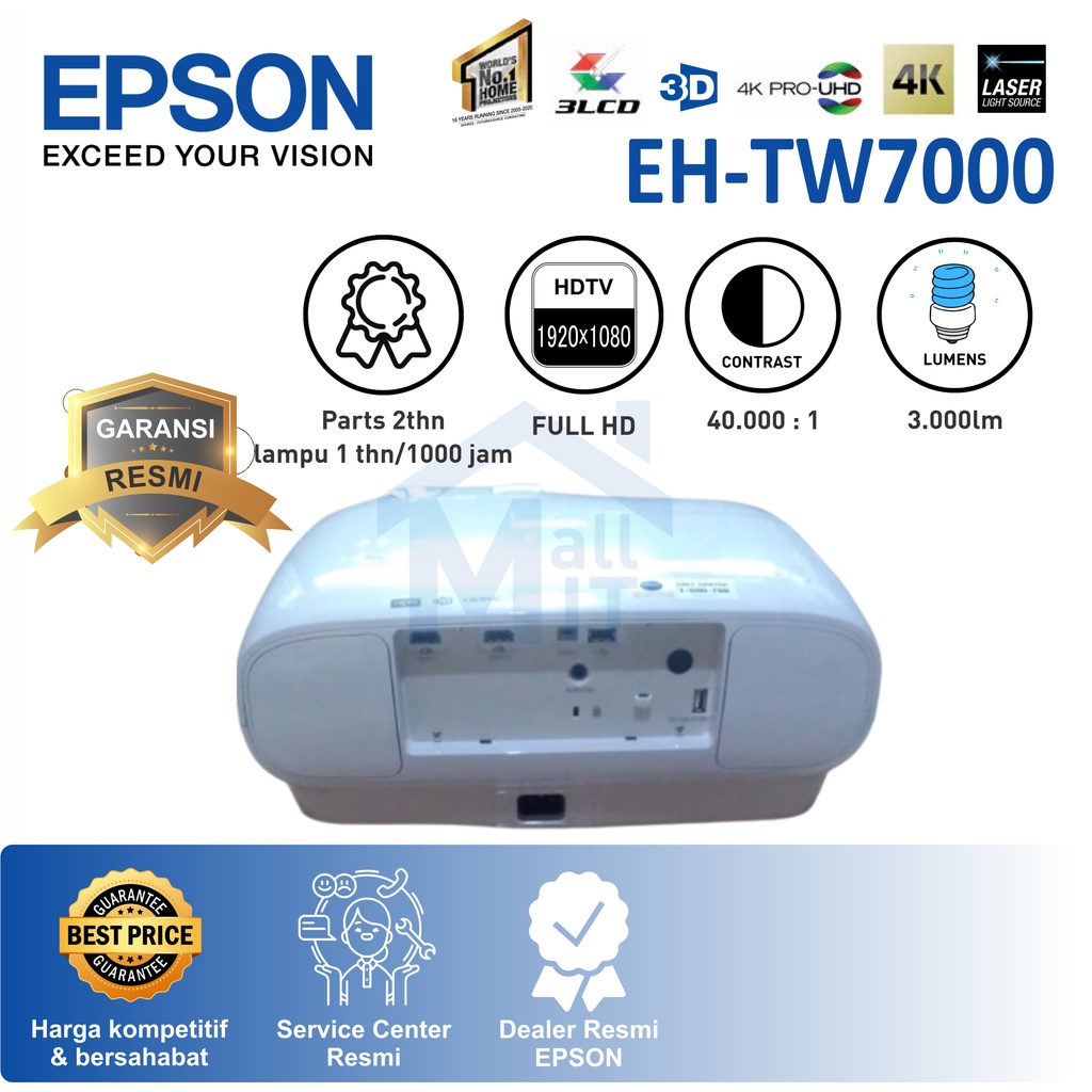 PROYEKTOR EPSON EH-TW7000 TW7000 TW 7000 HOME CINEMA 1080P 4K ENHANCE