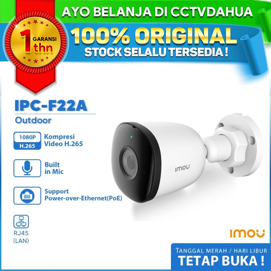 IMOU IPC-F22AP DAHUA IMOU H.265 POE BULLET IP CAMERA BERGARANSI RESMI