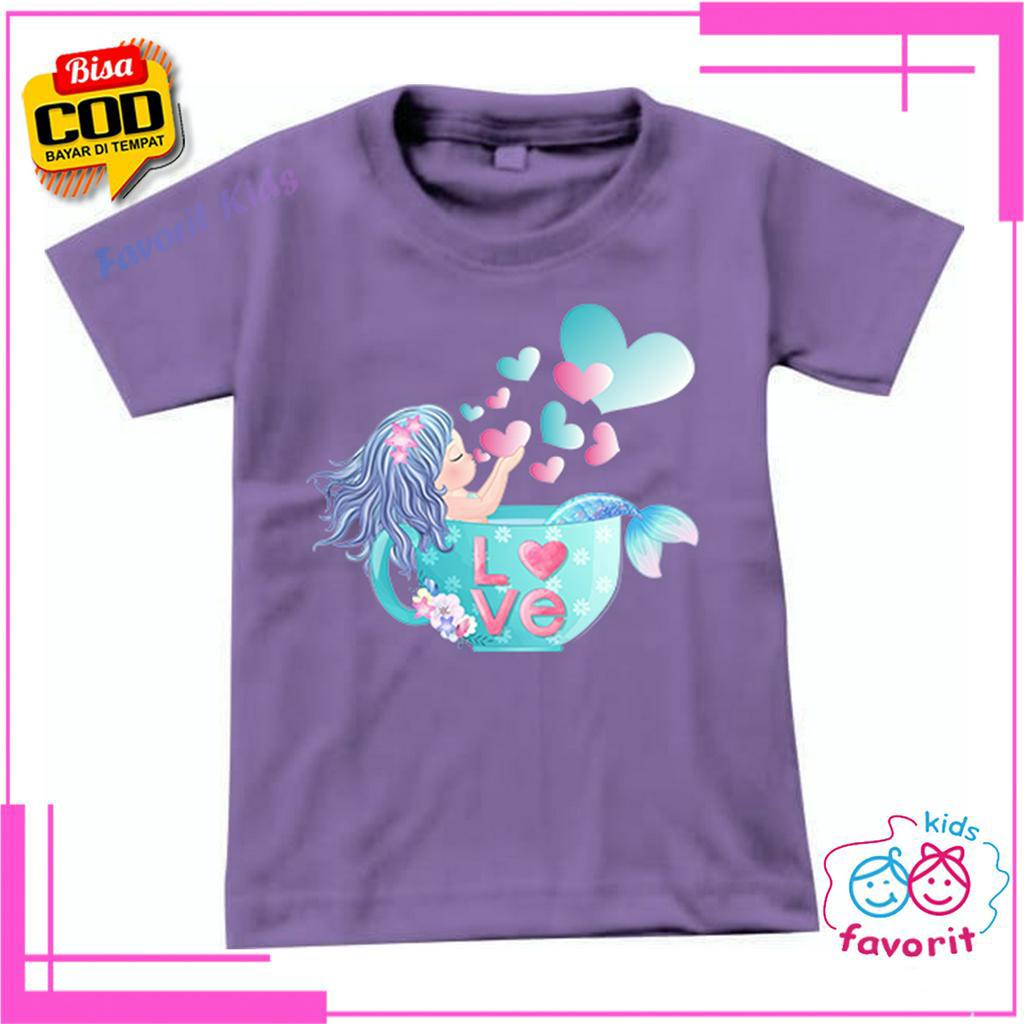 KAOS ANAK PEREMPUAN MERMAID LENGAN PENDEK 1 TAHUN - 10 TAHUN