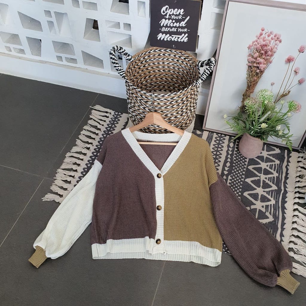 COD - HELEN CARDIE | CARDIGAN RAJUT TWIST PREMIUM | OUTER OUTERWEAR KNIT MIX WARNA KOMBINASI | KARDIGAN TEBAL HIGH QUALITY.helena-4
