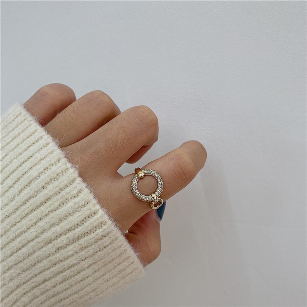Needway  Cincin Terbuka Dapat Disesuaikan Pasangan Wanita Keren Lingkaran Berongga Keluar Gadis Zirkon Aksesoris Pesta