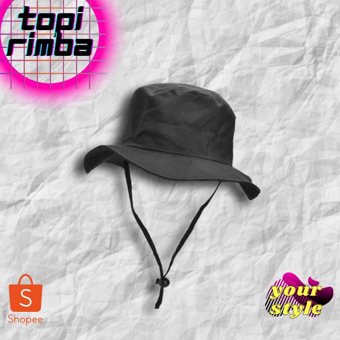 Topi Rimba / Topi Hiking / bucket Hat / topi gunung Hitam