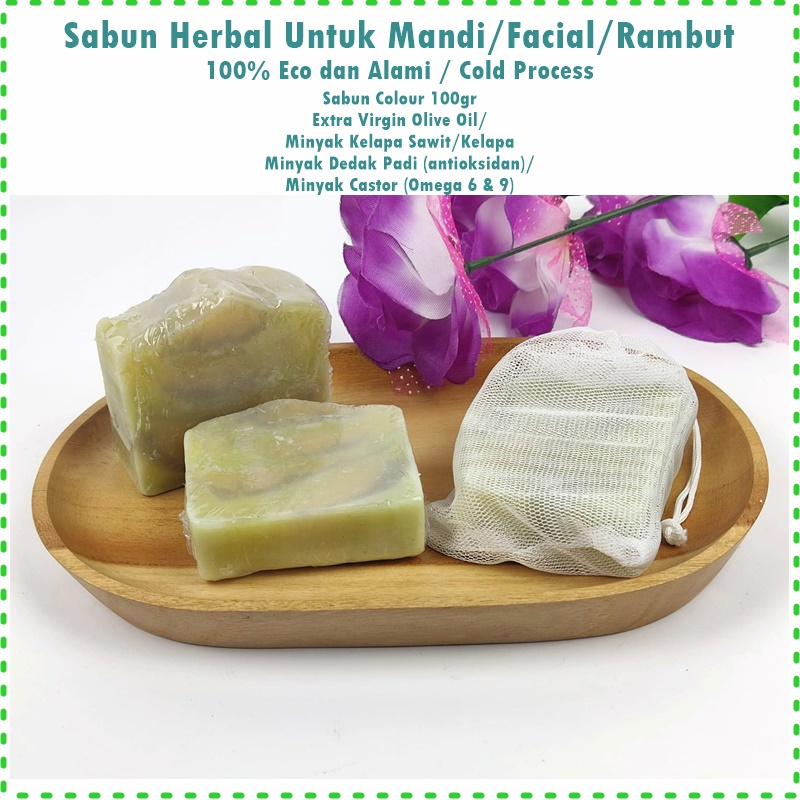 Sabun Handmade Herbal Untuk Mandi/Facial/Rambut 100% Nature Free Jaring Sabun