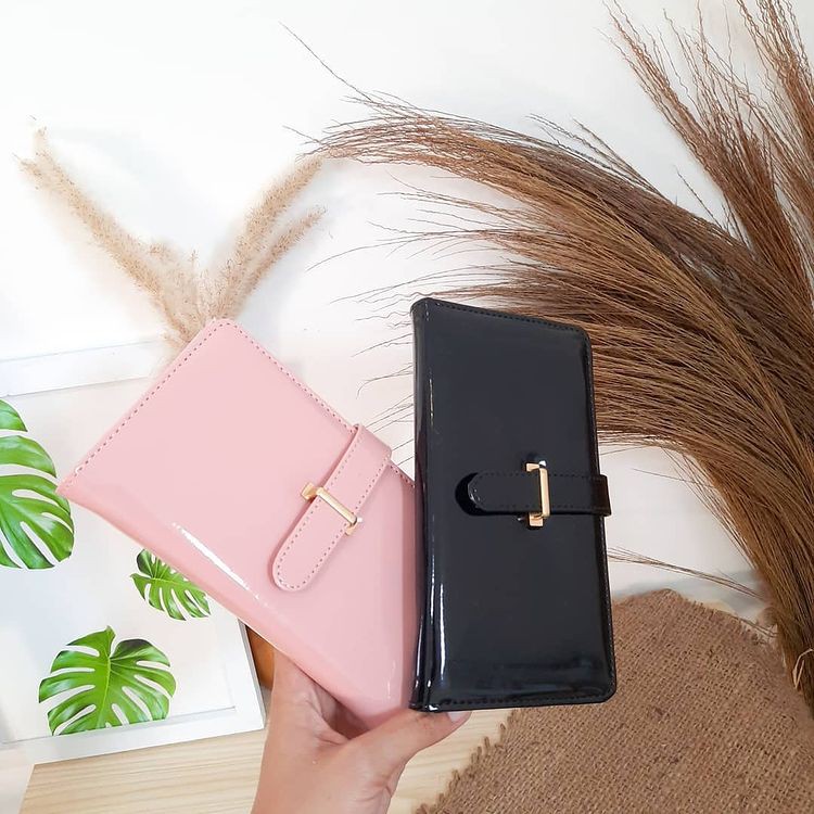 Dompet Wanita Panjang Tipis Lipat 2 Mewah Kualitas Premium Bisa Buat Pesta dan Kondangan 18x10 cm