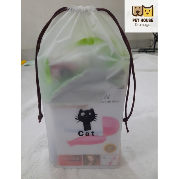 Paket Grooming Kucing Hemat | Hairdryer+Shampoo+Parfume+Handuk+Sikat+Pouch