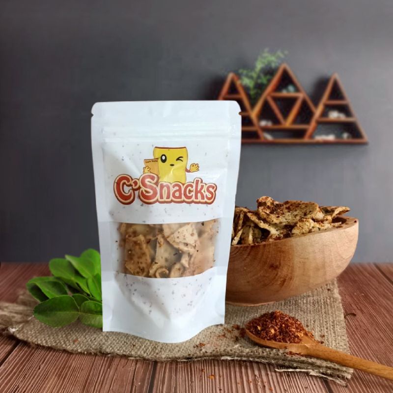 

Camilan gurih Basreng Crispy rasa pedas daun jeruk (kemasan 50gr)