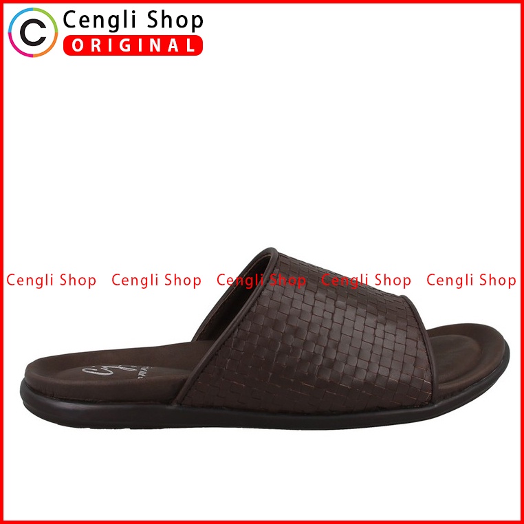 SANDAL SLIDE PAKALOLO PRIA ORIGINAL CASUAL KULIT ASLI COKLAT PB06