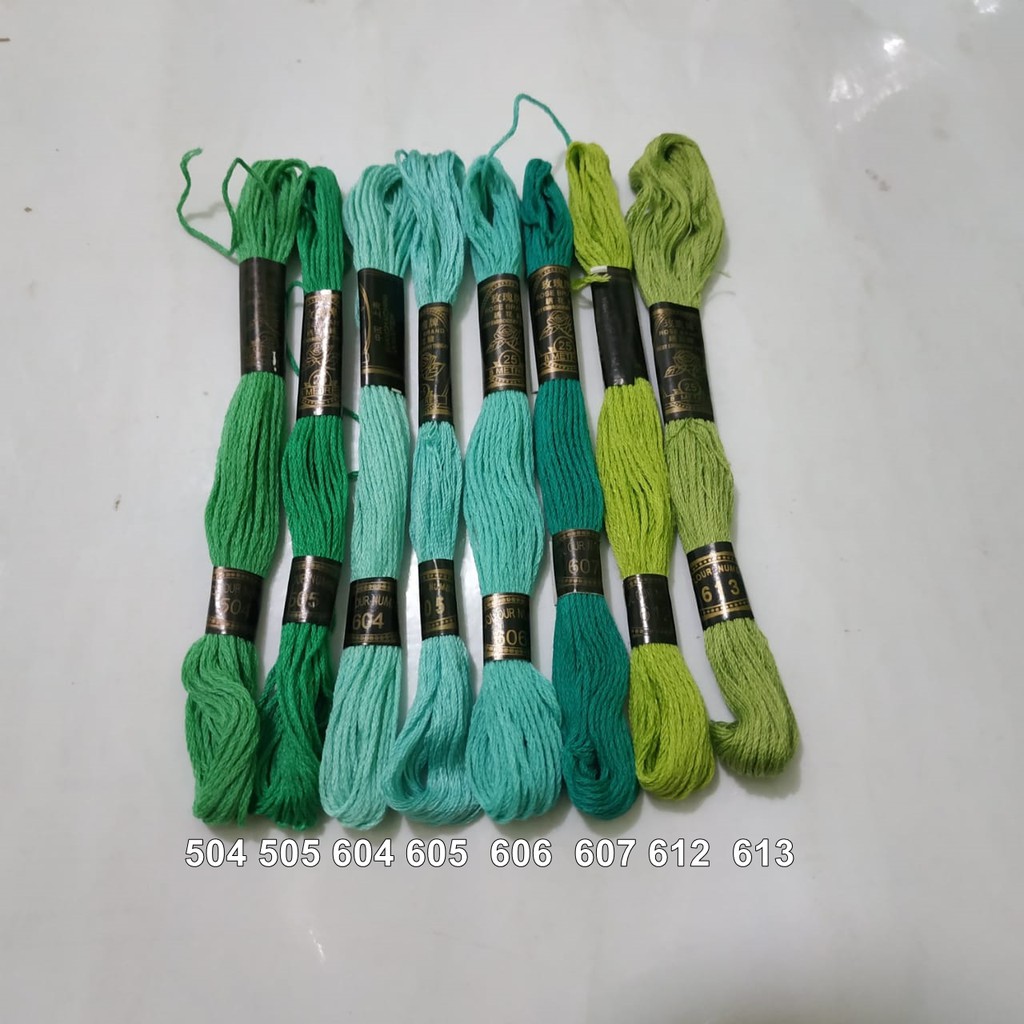Benang Rajut Sulam / Embroidery Thread Merk Rose / Rousess - Hijau #2 - Satuan - embroidery.byivel